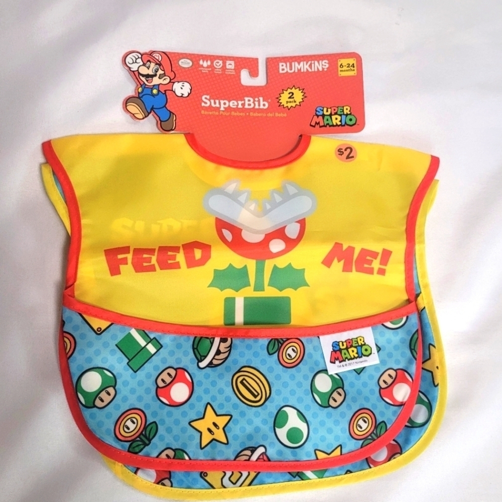 New Super Mario Bumpkins Bibs 2Pack 6-24M